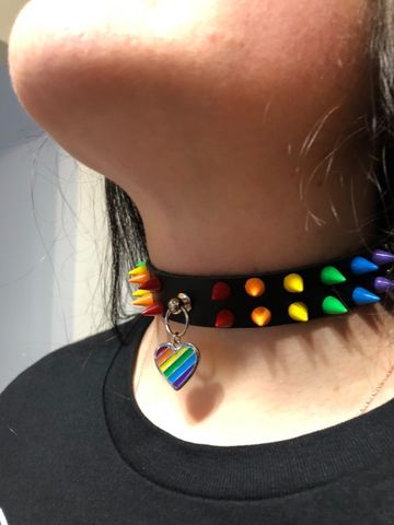PRIDE HEART Leather Spiked Choker