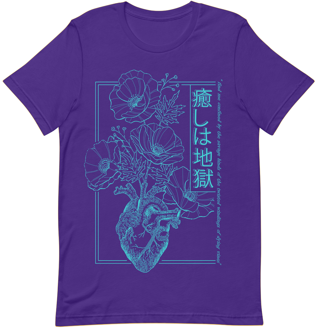 HEALING IS HELL T-Shirt (Teal on Purple)