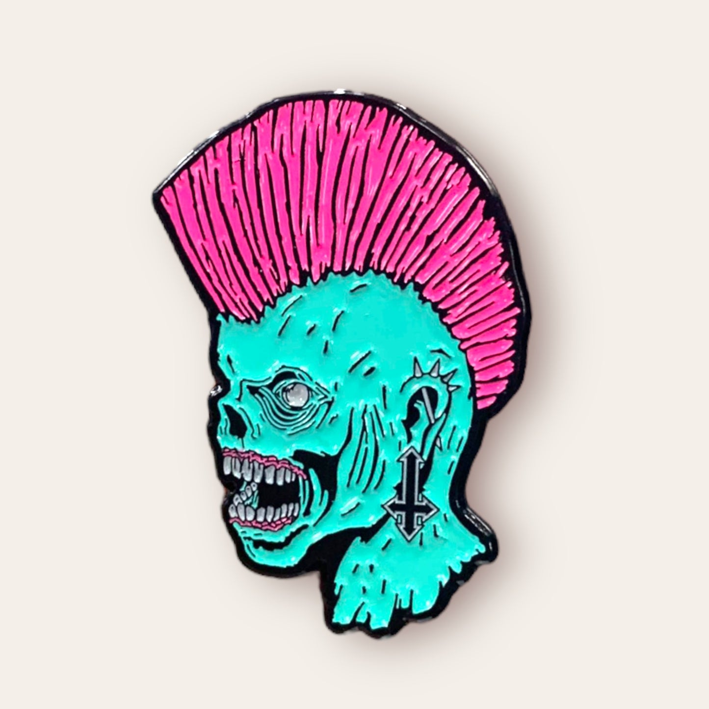 PUNK IS UNDEAD Enamel Pin (Teal)