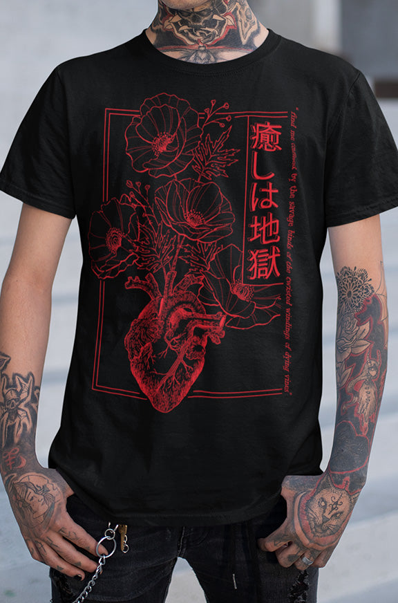 HEALING IS HELL T-Shirt (Red on Black)
