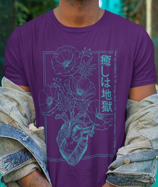 HEALING IS HELL T-Shirt (Teal on Purple)
