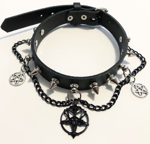 Derive rense sværge BAPHOMET Black Spiked Choker – XRAEART CLOTHING