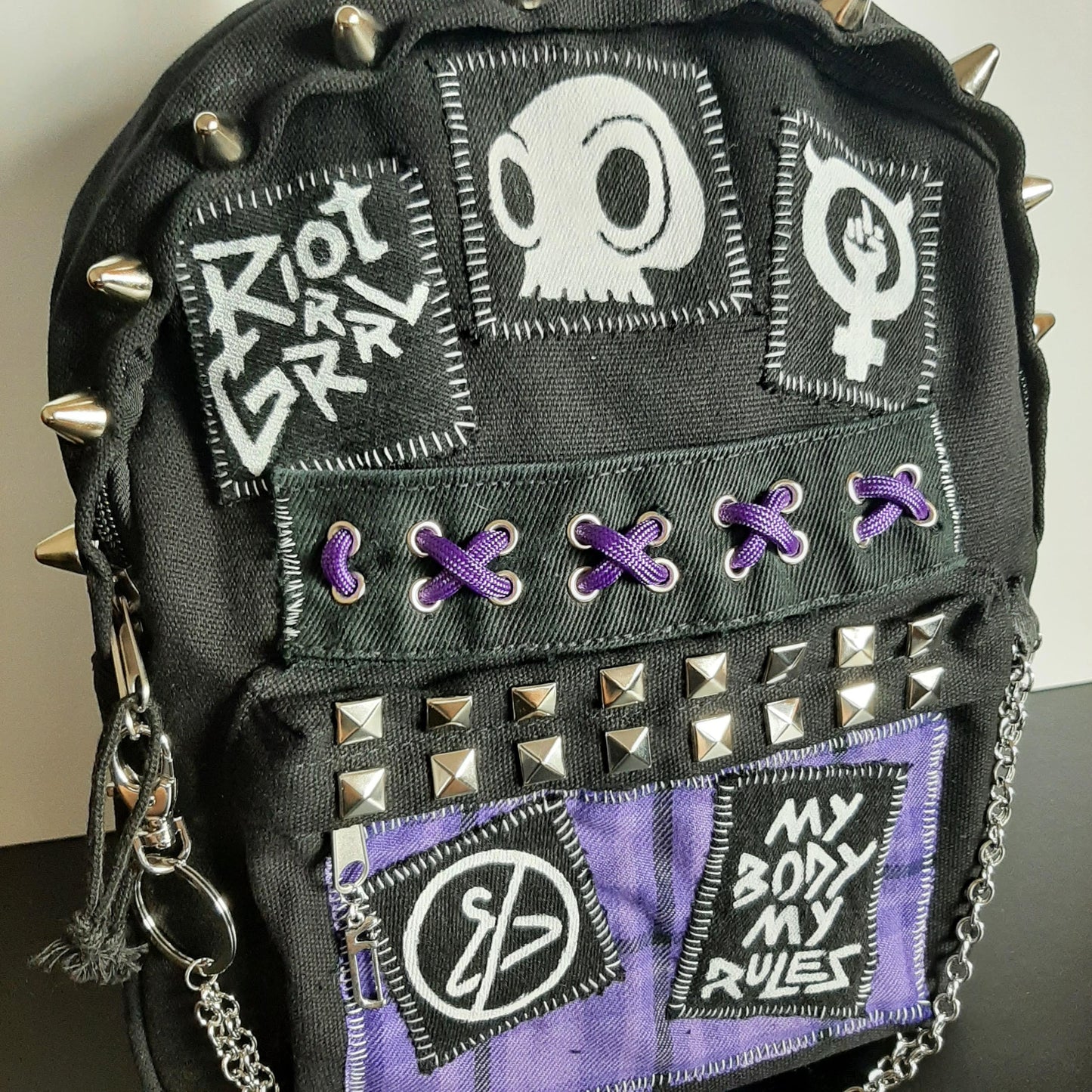 Load image into Gallery viewer, RIOT GRRRL Purple Mini Backpack - BACKORDERED
