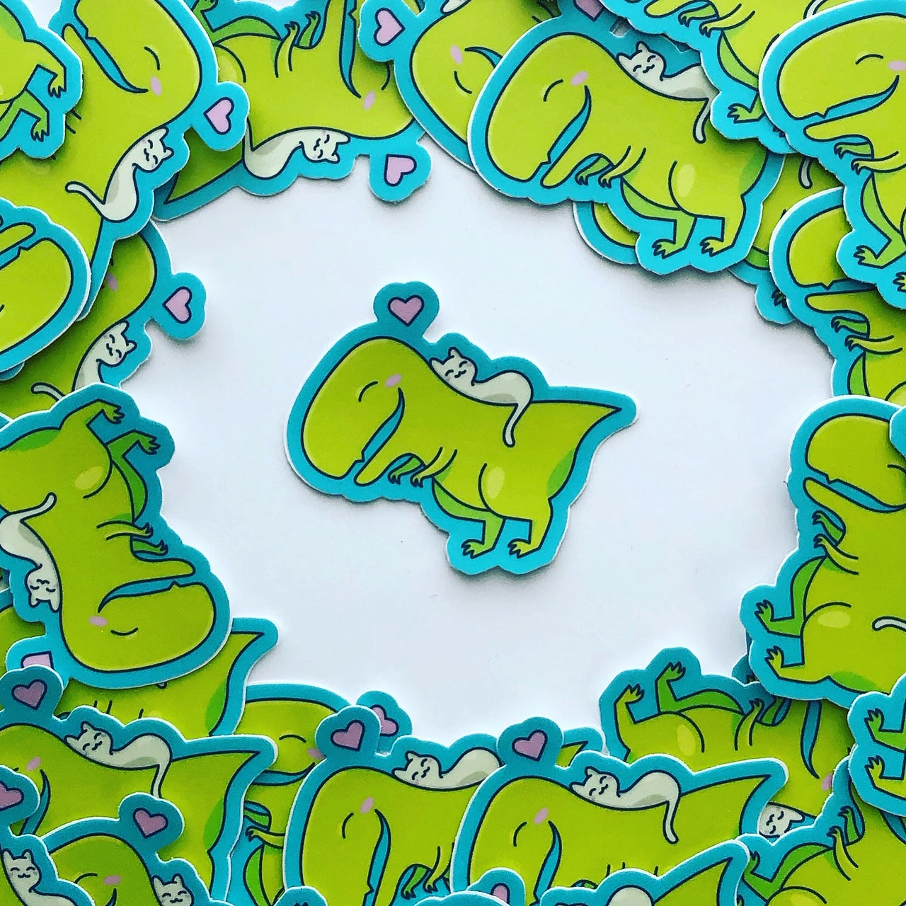 CUDDLY CAT + DINO Sticker