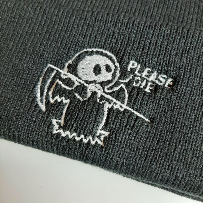 PLEASE DIE Embroidered Beanie