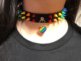 PRIDE HEART Leather Spiked Choker