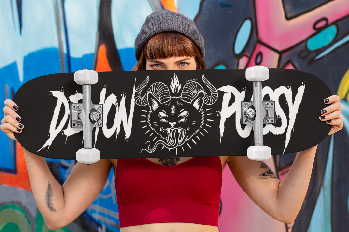 DEMON PUSSY 8-inch Skate Deck